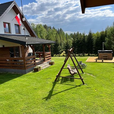Domek Z Kominkiem Nad Jeziorem Z Jacuzzi Ogrodowym Sumowo  Kültér fotó