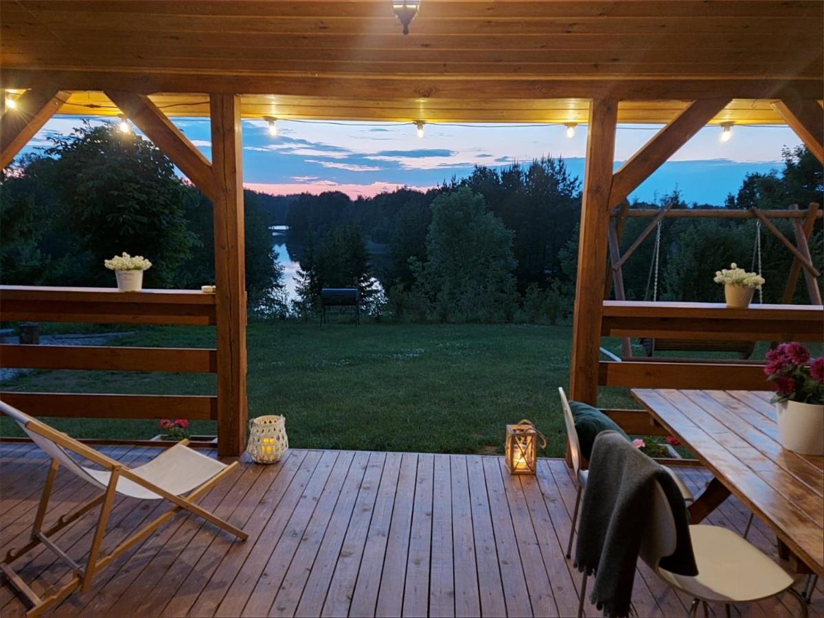 Domek Z Kominkiem Nad Jeziorem Z Jacuzzi Ogrodowym Sumowo  Kültér fotó